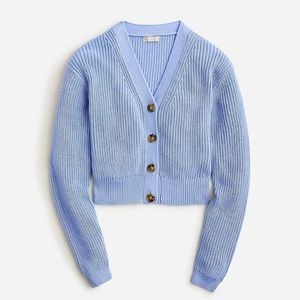 Cotton-blend cropped V-neck cardigan sweater